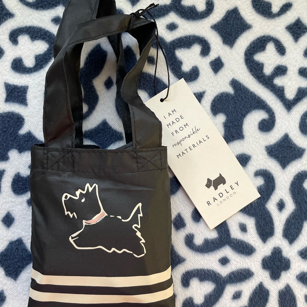 NWT Radley London Responsible Foldaway Stripey Black and White tote bag - Picture 6 of 9